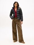 Black Faux Faur Hooded Down-Filled Fitted Jacket  Women