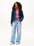 Blue Faux Faur Hooded Down-Filled Fitted Jacket  Women