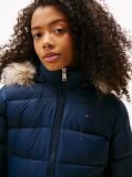 Blue Faux Faur Hooded Down-Filled Fitted Jacket  Women