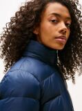 Blue Faux Faur Hooded Down-Filled Fitted Jacket  Women