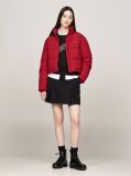 Red Zip-Thru Cropped Puffer Jacket  Women