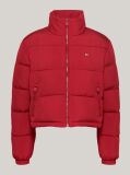 Red Zip-Thru Cropped Puffer Jacket  Women