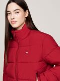 Red Zip-Thru Cropped Puffer Jacket  Women