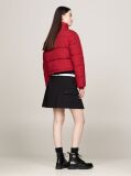 Red Zip-Thru Cropped Puffer Jacket  Women