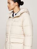 Beige Hooded Longline Puffer Jacket  Women