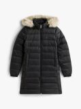 Black Faux Fur Trim Hooded Down Coat  Women