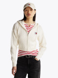 Beige Cable Knit Zip-Thru Sweatshirt  Women