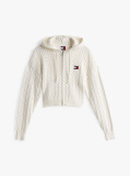Beige Cable Knit Zip-Thru Sweatshirt  Women