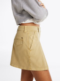 Khaki Pleated Flap Pocket Mini Skirt  Women