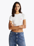 White Script Logo Cropped Slim T-Shirt  Women