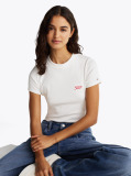 White Script Logo Cropped Slim T-Shirt  Women