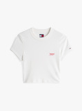 White Script Logo Cropped Slim T-Shirt  Women