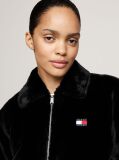 Black Faux Fur Zip-Thru Cropped Jacket  Women