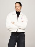 White Faux Fur Zip-Thru Cropped Jacket  Women