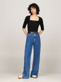 Black Square Neck Half Sleeve Slim Jumper  Women