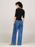 Black Square Neck Half Sleeve Slim Jumper  Women