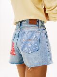 Denim Patchwork Slim Denim Shorts  Women