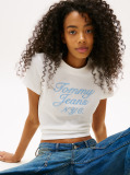 White Varsity Waffle Knit Slim T-Shirt  Women
