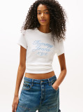 White Varsity Waffle Knit Slim T-Shirt  Women