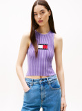 Purple Ribbed Slim Racerback Tank Top  Women