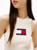 Beige Ribbed Slim Racerback Tank Top  Women