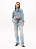 Denim Back Logo Oversized Cropped Denim Jacket  Women