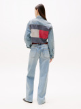 Denim Back Logo Oversized Cropped Denim Jacket  Women
