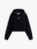 Black Relaxed Cropped Graphic Hoody  Women