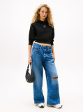 Black Relaxed Cropped Graphic Hoody  Women
