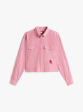 Multi Crest Embroidery Relaxed Fit Cropped Shirt  Women