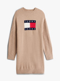 Brown Tommy Flag Badge Mini Jumper Dress  Women