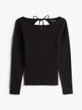 Black Diamante Flag Slim Long Sleeve Top  Women