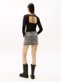 Black Diamante Flag Slim Long Sleeve Top  Women