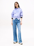 Blue Varsity Appliqué Logo Boxy Hoody  Women