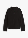 Black Tommy Badge Relaxed Mock Neck Jumper  Women