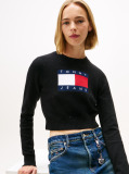Black Tommy Flag Sequin Slim Jumper  Women