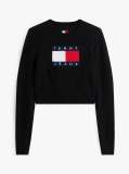 Black Tommy Flag Sequin Slim Jumper  Women