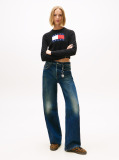 Black Tommy Flag Sequin Slim Jumper  Women