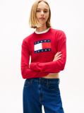 Red Tommy Flag Sequin Slim Jumper  Women