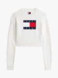 White Tommy Flag Sequin Slim Jumper  Women