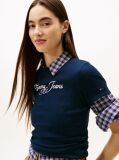 Blue Essential Slim Rib Logo T-Shirt  Women