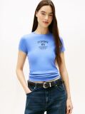 Blue Logo Ribbed Slim T-Shirt  Women