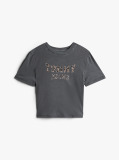 Black Boxy Leopard Varsity Tee  Women
