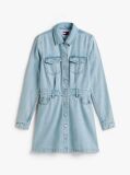 Denim Faded Denim Trucker Mini Dress  Women