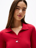 Red Tommy Badge Slim Midi Jumper Dress  Women