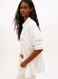 White Relaxed Fit Linen Blend Shirt  Women