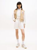 White Linen Blend Five-Pocket Shorts  Women