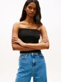 Black Ribbed Slim Bandeau Top  Women