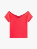 Red Off-The-Shoulder Ribbed Slim Top  Women
