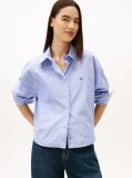 Blue Oversized Fit Metallic Cropped Shirt  Women